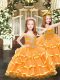 Enchanting Orange Lace Up Child Pageant Dress Beading and Ruffled Layers Sleeveless Floor Length