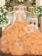 Beauteous Beading and Ruffles Sweet 16 Quinceanera Dress Orange Red Lace Up Sleeveless Floor Length