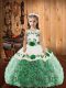 Sleeveless Fabric With Rolling Flowers Floor Length Lace Up High School Pageant Dress in Multi-color with Embroidery and Ruffles