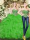 Green Vestidos de Quinceanera Military Ball and Sweet 16 and Quinceanera with Beading and Ruffles Sweetheart Sleeveless Lace Up