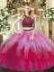Hot Selling Sleeveless Floor Length Beading and Ruffles Lace Up Quinceanera Dresses with Multi-color