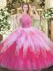 Clearance Floor Length Multi-color Sweet 16 Quinceanera Dress Tulle Sleeveless Beading and Ruffles
