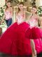 On Sale Sweetheart Sleeveless Lace Up Quinceanera Dress Hot Pink Organza