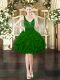 Dark Green Prom Party Dress Prom and Party with Beading and Ruffles V-neck Sleeveless Lace Up