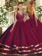 Admirable Burgundy Backless Ball Gown Prom Dress Ruching Sleeveless Floor Length