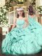 Excellent Sleeveless Floor Length Beading and Ruffles Lace Up Pageant Dress with Apple Green