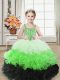 Hot Sale Multi-color Lace Up Child Pageant Dress Beading and Ruffles Sleeveless Floor Length
