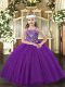 Trendy Purple Sleeveless Tulle Lace Up Little Girls Pageant Dress for Party and Quinceanera