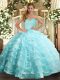 Popular Apple Green Quince Ball Gowns Military Ball and Sweet 16 and Quinceanera with Ruffled Layers Sweetheart Sleeveless Lace Up