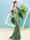 Wonderful Floor Length Mermaid Sleeveless Green Prom Evening Gown Zipper
