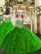 Super Green Lace Up Child Pageant Dress Beading and Ruffles Sleeveless Floor Length