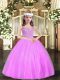 On Sale Floor Length Ball Gowns Sleeveless Lilac Child Pageant Dress Lace Up