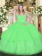 Great Floor Length Zipper Quinceanera Dresses for Military Ball and Sweet 16 and Quinceanera with Ruffled Layers