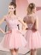 Baby Pink Side Zipper Scoop Beading and Lace Damas Dress Tulle Sleeveless