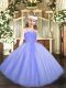 Floor Length Lavender Custom Made Pageant Dress Straps Sleeveless Zipper