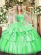 Fashion Ball Gowns Beading and Ruffled Layers Quinceanera Dresses Zipper Tulle Sleeveless Floor Length