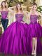 Modern Sweetheart Sleeveless Quinceanera Gowns Floor Length Beading Purple Tulle