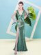 Vintage Floor Length Mermaid Sleeveless Turquoise and Apple Green Homecoming Dress Zipper
