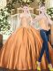 Comfortable Brown Two Pieces Off The Shoulder Sleeveless Tulle Floor Length Lace Up Beading Sweet 16 Quinceanera Dress