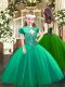 Turquoise Ball Gowns Beading Pageant Gowns For Girls Lace Up Tulle Sleeveless Floor Length
