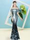 Enchanting Floor Length Zipper Prom Evening Gown Teal for Prom and Party with Sequins