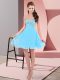 Deluxe Empire Prom Party Dress Aqua Blue Sweetheart Chiffon Sleeveless Mini Length Lace Up