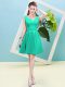 Lovely Mini Length Zipper Bridesmaid Dresses Turquoise for Prom and Party and Wedding Party with Ruching