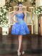 Chic Baby Blue Ball Gowns Sweetheart Sleeveless Organza Mini Length Lace Up Beading and Ruffled Layers Evening Dress