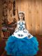 Sweet Baby Blue Little Girls Pageant Dress Sweet 16 and Quinceanera with Embroidery and Ruffles Straps Sleeveless Lace Up