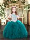 Teal Sleeveless Organza Zipper Pageant Gowns For Girls for Party and Quinceanera
