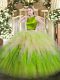 Admirable Ball Gowns 15 Quinceanera Dress Multi-color Scoop Organza Sleeveless Floor Length Clasp Handle