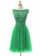 Vintage Empire Prom Dress Green Bateau Tulle Sleeveless Mini Length Zipper