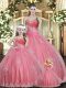 Customized Watermelon Red Quinceanera Gown Military Ball and Sweet 16 and Quinceanera with Beading Sweetheart Sleeveless Lace Up