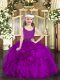 Fuchsia Sleeveless Beading and Ruffles Floor Length Child Pageant Dress