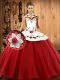 Nice Wine Red Lace Up Quinceanera Gowns Embroidery Sleeveless Floor Length
