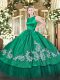 Simple Turquoise Sleeveless Satin and Tulle Clasp Handle Ball Gown Prom Dress for Military Ball and Sweet 16 and Quinceanera