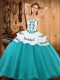 Popular Sleeveless Lace Up Floor Length Embroidery Sweet 16 Dress