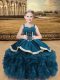 Great Floor Length Ball Gowns Sleeveless Teal Kids Pageant Dress Lace Up