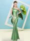 Dramatic Floor Length Zipper Prom Party Dress Green for Prom and Party with Sequins