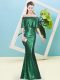 Flirting Dark Green Half Sleeves Sequined Zipper Prom Dress for Prom and Party