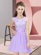 Ideal Sleeveless Mini Length Lace Side Zipper Wedding Party Dress with Lavender