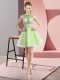 Exquisite Yellow Green Sleeveless Mini Length Beading and Bowknot Zipper Dress for Prom