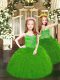 Organza Spaghetti Straps Sleeveless Lace Up Beading and Ruffles Child Pageant Dress in Green