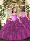 Organza Sleeveless Floor Length Little Girl Pageant Gowns and Appliques and Ruffles