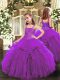 Enchanting Purple Lace Up Girls Pageant Dresses Beading and Ruffles Sleeveless Floor Length