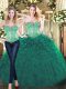 Floor Length Two Pieces Sleeveless Green Vestidos de Quinceanera Lace Up