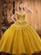 Glorious Gold Sweetheart Neckline Embroidery Quinceanera Gowns Sleeveless Lace Up