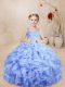 Floor Length Lavender Little Girl Pageant Gowns Organza Sleeveless Beading and Ruffles