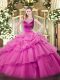 Lilac Side Zipper Sweet 16 Quinceanera Dress Beading and Appliques Sleeveless Floor Length