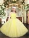 Tulle Sleeveless Floor Length Child Pageant Dress and Beading and Lace
